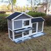 Rabbit Hutch; Indoor Bunny Cage; Outdoor Rabbit Cages with Run; Pet House with Deeper No Leak Tray; UV Panel; Removable Bottom Wire Mesh for Small Ani